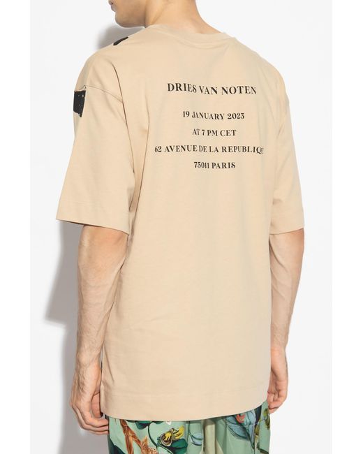 Dries Van Noten Black Logo Printed Crewneck T-Shirt for men