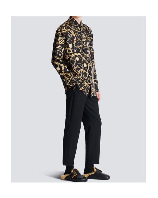 Balmain Multicolor Silk Chain Print Shirt for men