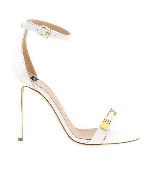 Elisabetta Franchi White Ankle-Strap Stiletto Sandals