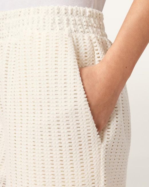 AllSaints White Elma Mid Rise Crochet Cotton Shorts