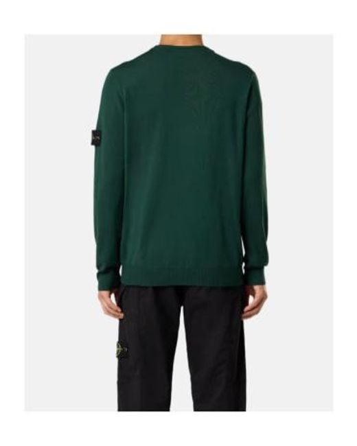 Stone Island Green Logo Patch Crewneck Jumper for men