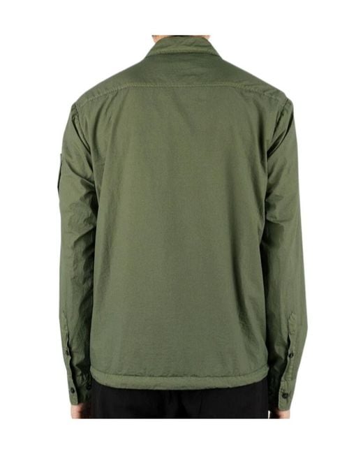 C P Company Green Button Down Lightweight Jacket for men