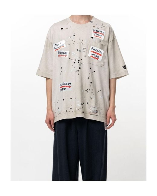 Maison Mihara Yasuhiro White Embellished Sticker T-Shirt for men