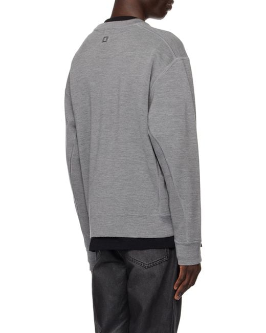 Wooyoungmi Gray Y-Neck Knitted Cardigan for men
