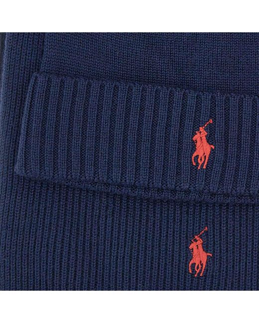 Ralph Lauren Blue Polo Pony-Motif Scarf And Beanie Set for men