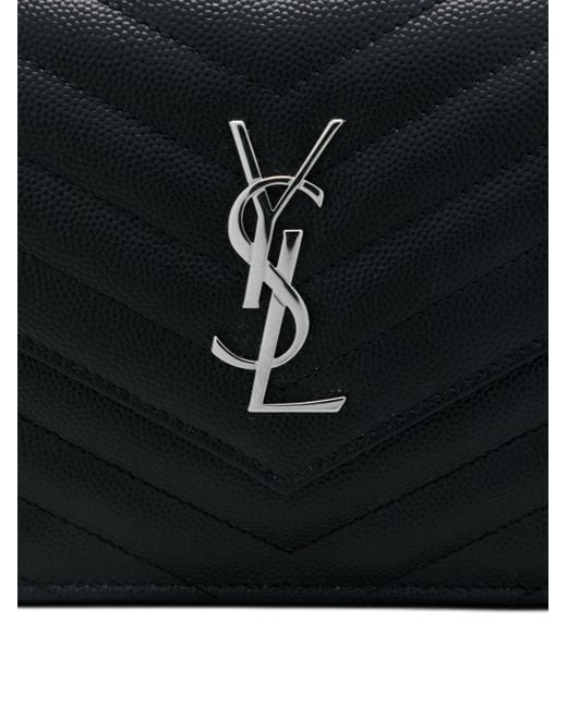 Saint Laurent Black Cassandre Envelope Chain Wallet