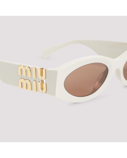 Miu Miu White Logo-Lettering Sunglasses