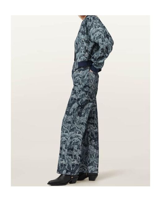 AllSaints Gray Blake Mid-Rise Wide-Leg Jeans