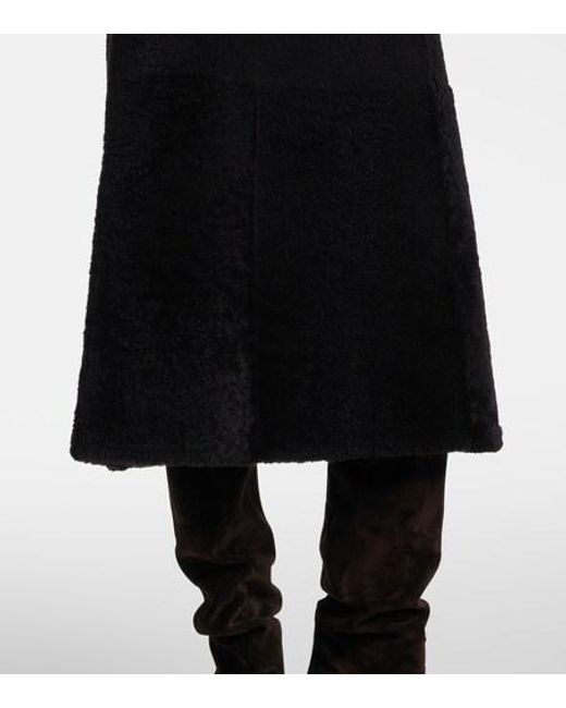 Yves Salomon Black Shearling Maxi Skirt