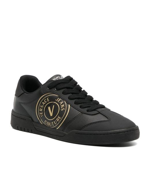 Versace Jeans Black Couture Logo Printed Sneakers for men
