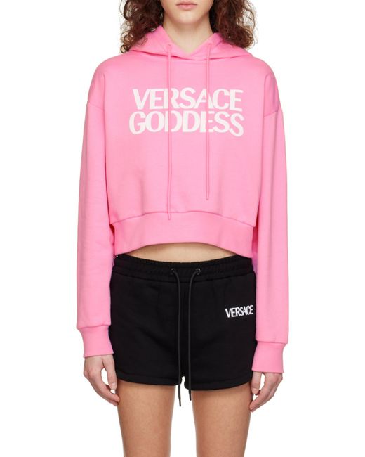 Versace Pink Goddess Printed Drawstring Hoodie
