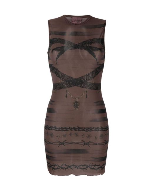 Jean Paul Gaultier Brown Sleeveless Knitted Dress