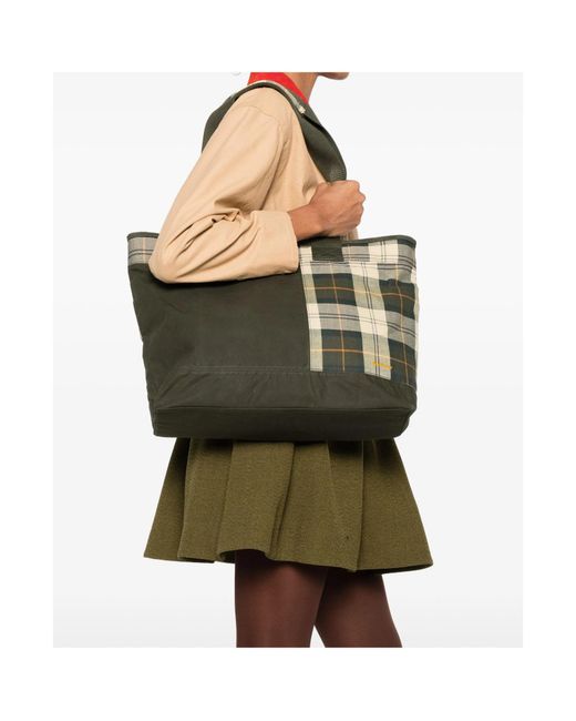 Barbour Green Mya Patchwork Tote Bag