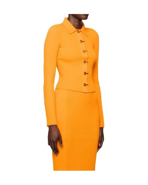 Dion Lee Orange Gradient Ribbed-Knit Cardigan