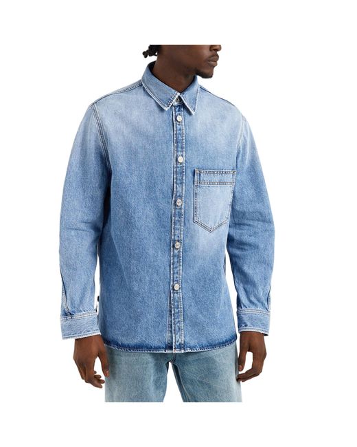 Givenchy Blue Washed Denim Shirt for men