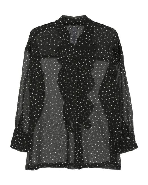 P.A.R.O.S.H. Black Star-Print Ruffled Shirt