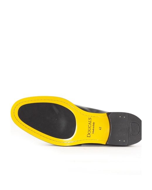 Doucal's Black Double Buckle Flat Shoes for men