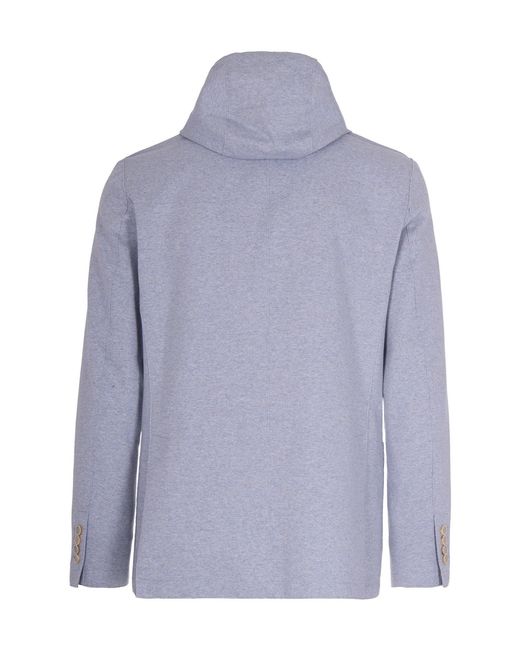 Eleventy Blue Drawstring Hooded Jacket for men