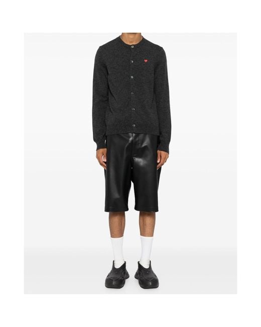 COMME DES GARÇONS PLAY Black Long-Sleeved Knitted Cardigan for men