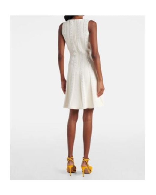 Oscar de la Renta White Open-Knit Minidress