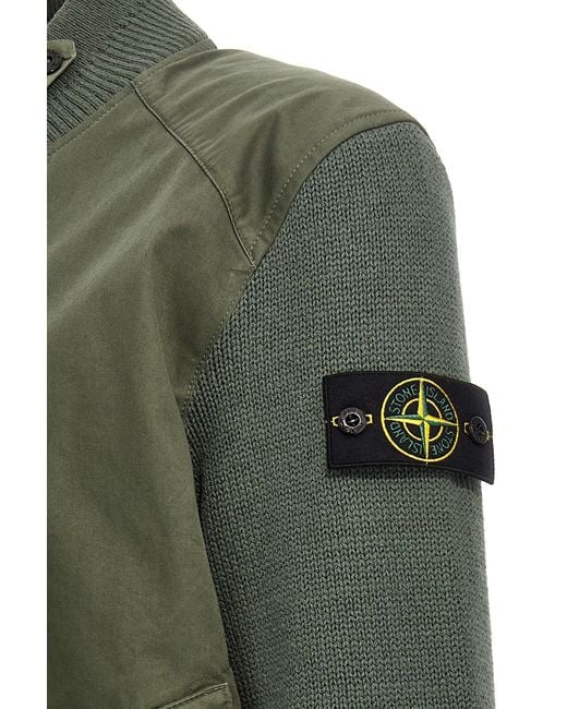 Stone Island Green Logo Patch Buttoned Jacket for men