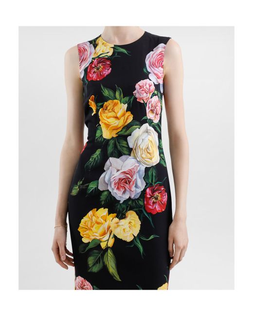 Dolce & Gabbana Black Printed Silk Dress