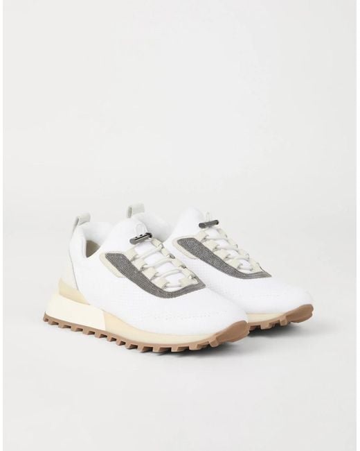 Brunello Cucinelli White Monili Chain-Detail Sneakers
