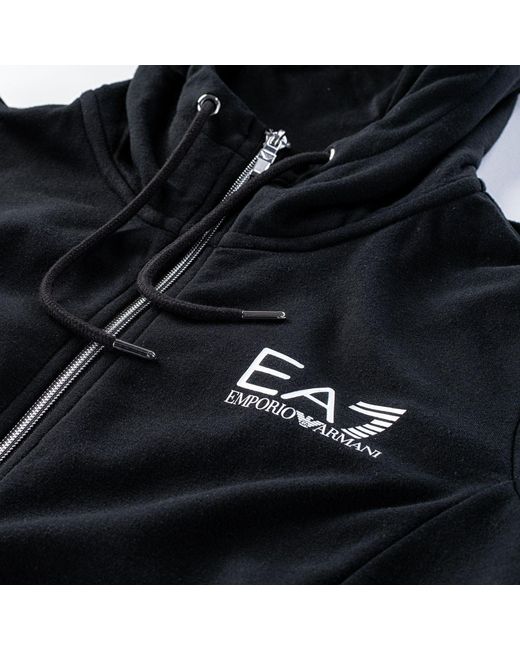 EA7 Blue Logo Print Zipped Hoodie