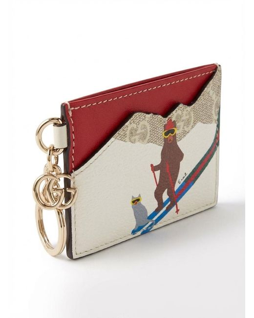 Gucci White Printed Gg Card Case