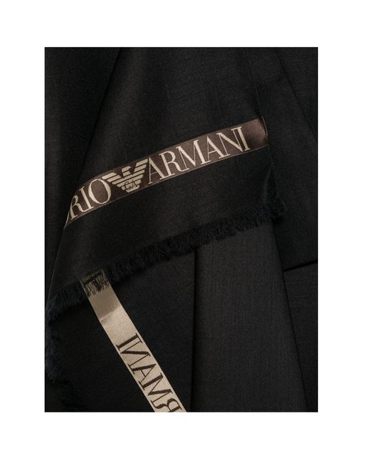 Emporio Armani Black Logo-Print Scarf for men
