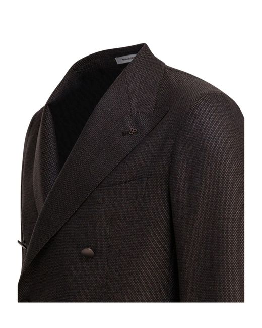 Tagliatore Black Double-Breasted Tailored Blazer for men