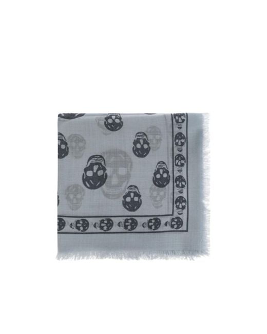 McQueen Gray Printed Scarf