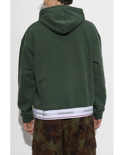 DSquared² Green Long-Sleeved Hooded Sweatshirt for men