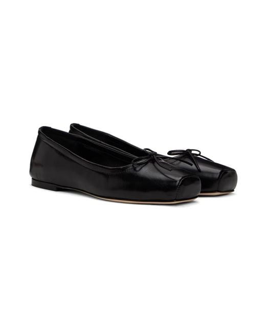 Aeyde Black Square Head Ballet Shoes