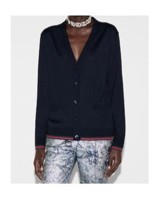 Gucci Blue Button-Up Knit Cardigan