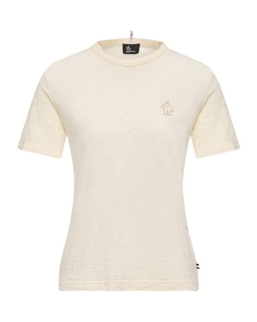 Moncler White Grenoble Logo Detailed Crewneck T-Shirt