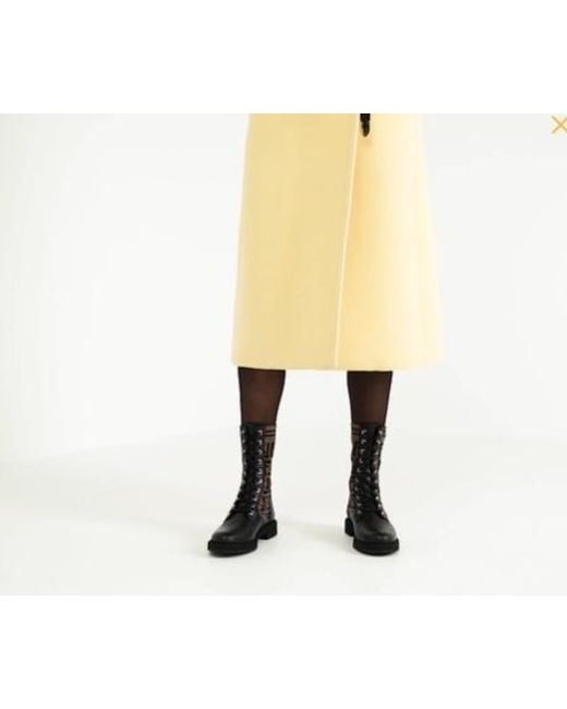 Fendi Black Leather Biker Boots With Stretch Fabric