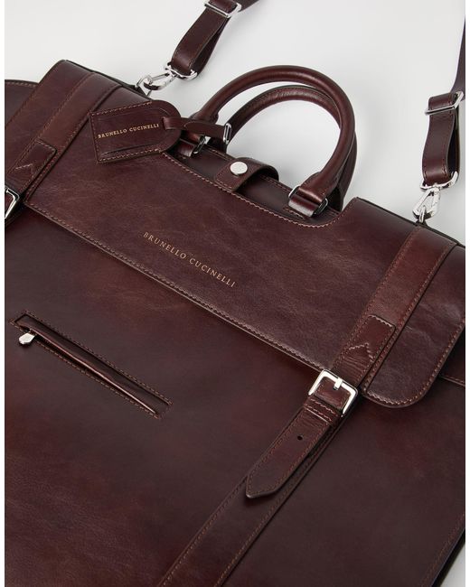 Brunello Cucinelli Brown Leather Suit Holder for men