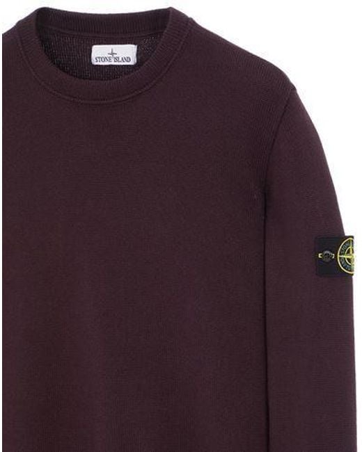 Stone Island Purple Compass-Patch Waffle-Knit Jumper for men