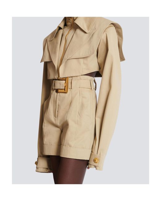 Balmain Brown Cropped Gabardine Jacket