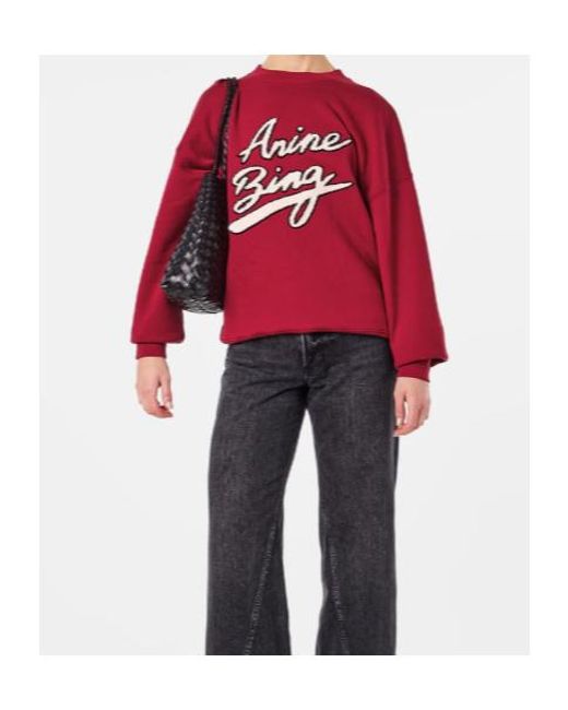 Anine Bing Red Crew Sweater