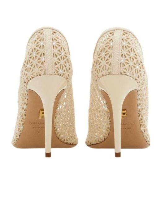 Ferragamo White Ferragamo Sol 95 Cutout Heeled Pumps
