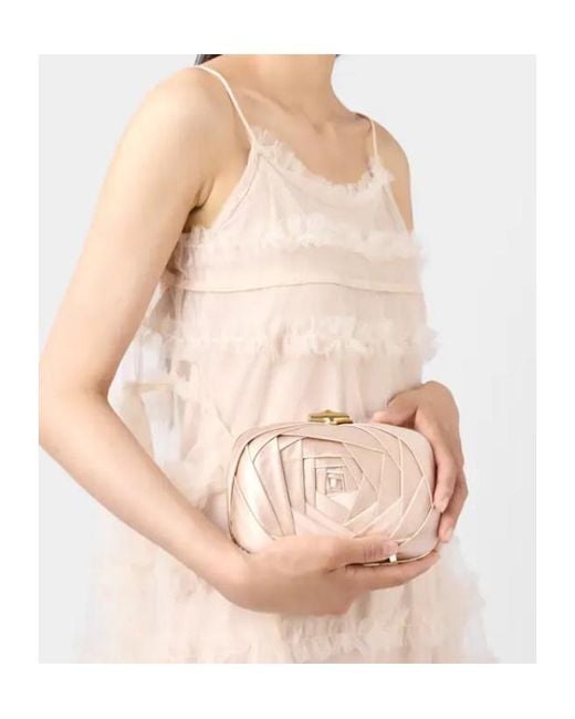 Roger Vivier Natural Pleated Satin Clutch Bag
