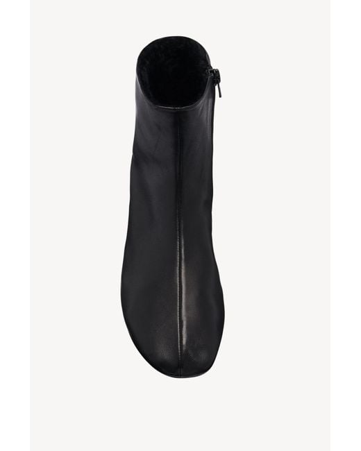 The Row Black Stella Leather Ankle Boots