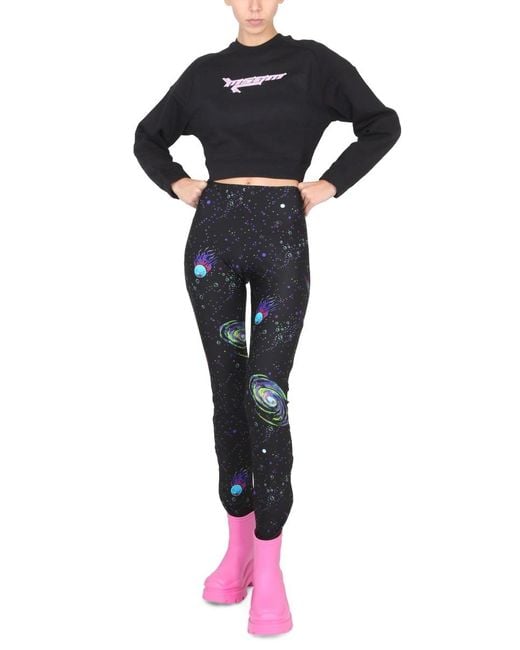 MSGM Black Logo-Printed Cropped Sweatshirt