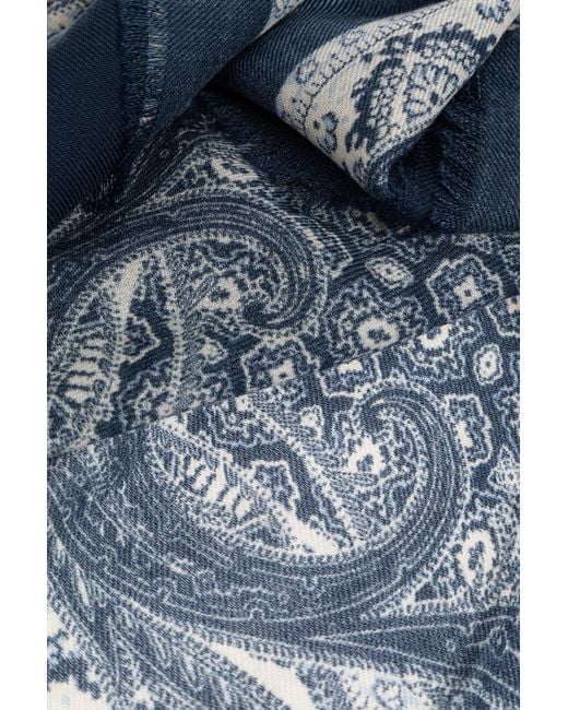 Etro Blue Patterned Scarf for men