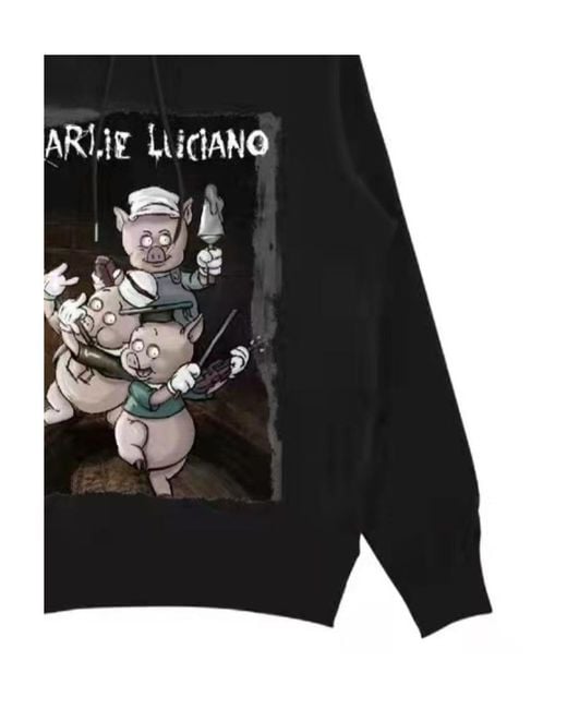 CHARLIE LUCIANO Black Three Pigs Hooded Sweater for men