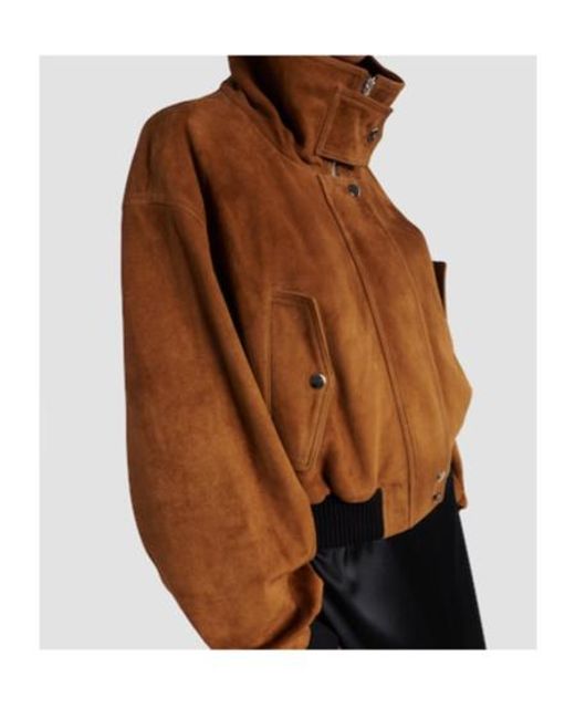 Nour Hammour Brown Briar Suede Bomber Jacket