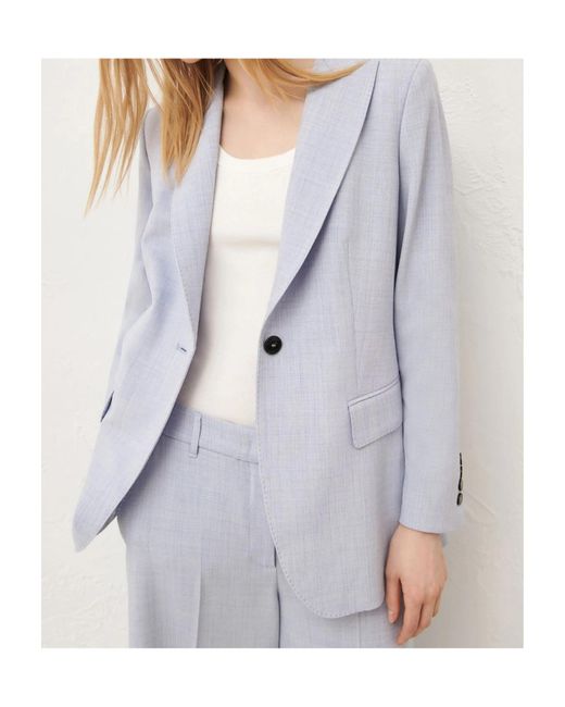 Marella Blue Basket-Pattern Mixed-Color Blazer