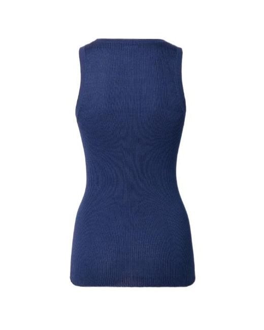 Fendi Blue Ribbed-Knit Ff-Motif Top